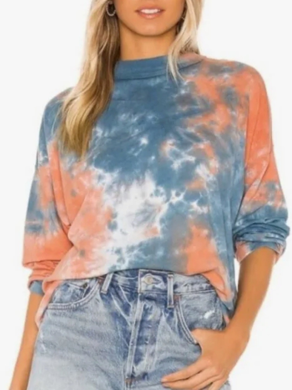 We The Free Tie-Dye Long Sleeve Top in Blue & Pink